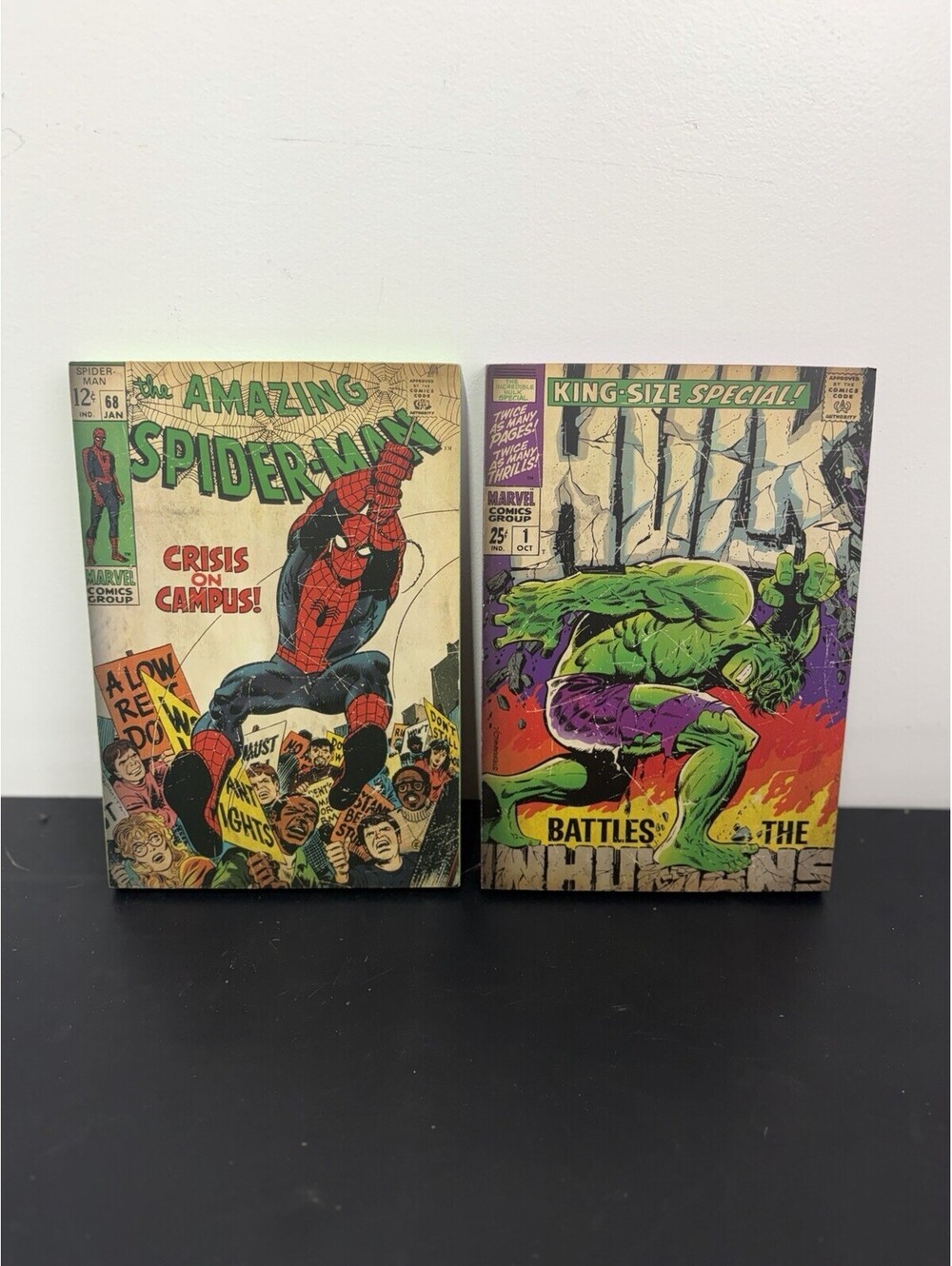 Amazing Spider-Man & Hulk Marvel Comics Wood Wall Decor (Set Of 2)